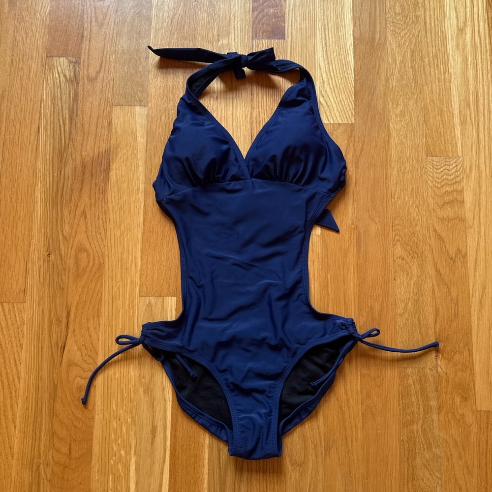 Marina West Navy Blue Cutout One Piece Swimsuit